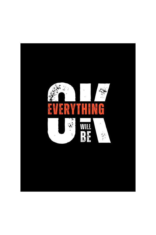 High Quality Cotton T-Shirt | Black | Half Sleeve | Everything Will Be OK