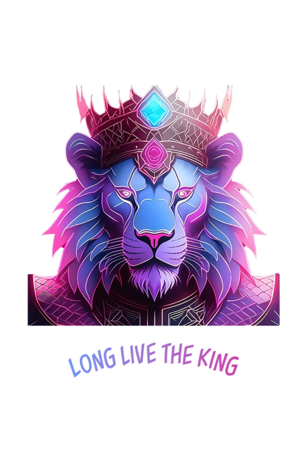 Long Live the King T-Shirt | White Supima Cotton | Majestic Lion with Crown Design | Regal & Bold Tee | Sizes S, M, L, XL | Durable & Breathable