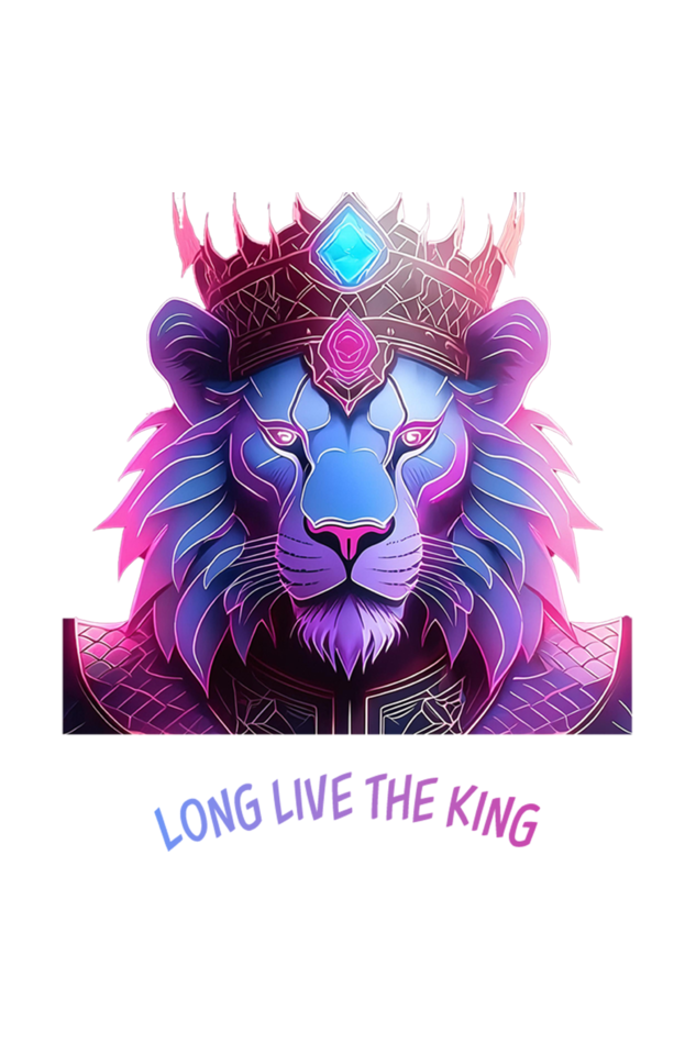 Long Live the King T-Shirt | White Supima Cotton | Majestic Lion with Crown Design | Regal & Bold Tee | Sizes S, M, L, XL | Durable & Breathable