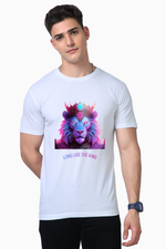 Load image into Gallery viewer, Long Live the King T-Shirt | White Supima Cotton | Majestic Lion with Crown Design | Regal &amp; Bold Tee | Sizes S, M, L, XL | Durable &amp; Breathable
