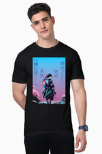 Load image into Gallery viewer, High Quality Cotton T-Shirt | White-Black-Blue | Half Sleeve | Samurai
