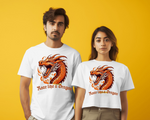 Load image into Gallery viewer, High Quality Cotton T-Shirt | White | Half Sleeve | Roaring Dragon
