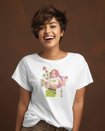 Load image into Gallery viewer, Confident Girl T-Shirt | White Supima Cotton | Artistic Tee | Sizes S, M, L | Durable &amp; Breathable
